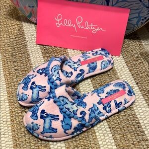 Lilly Pulitzer Pink and Blue Slippers